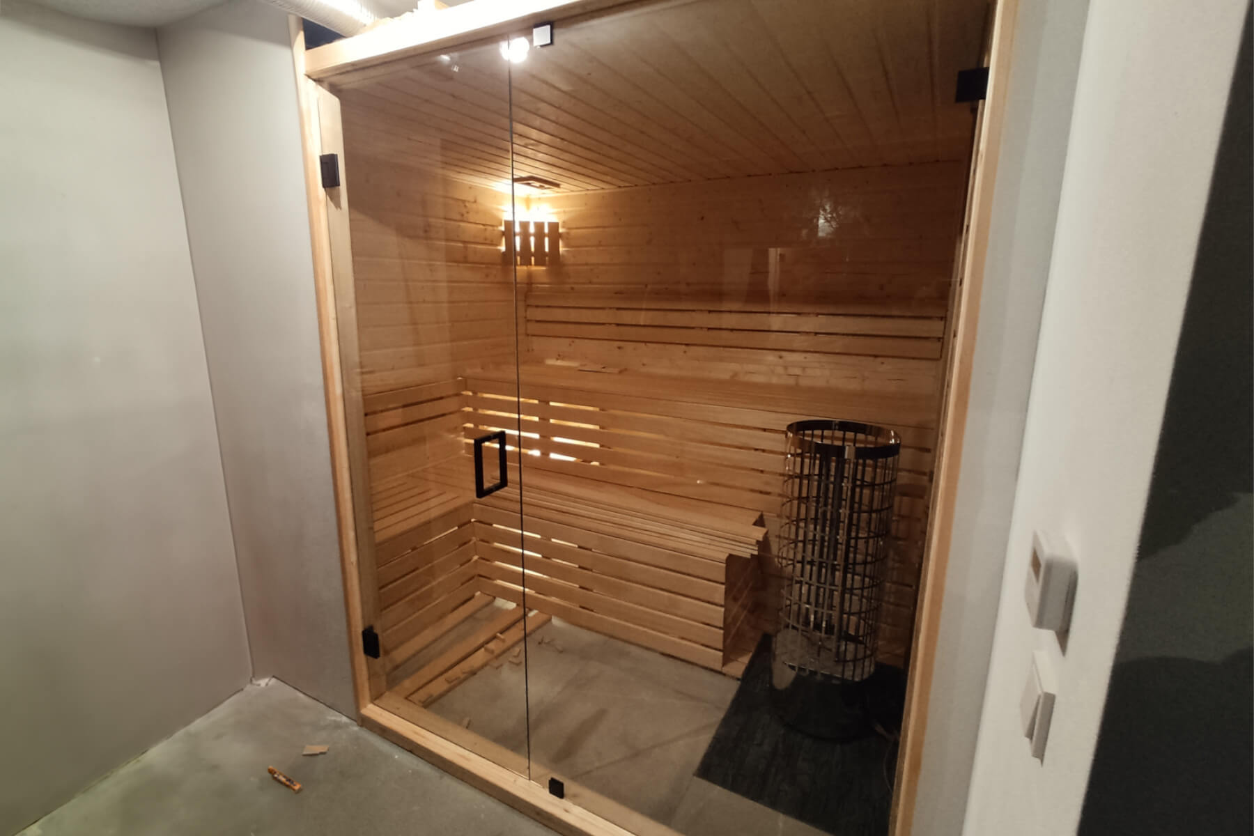 Szklane drzwi do sauny